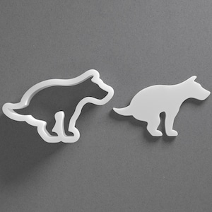 Cortador de galletas de perro cagando y pendiente de arcilla polimérica con forma de caca de perro, herramienta de cerámica