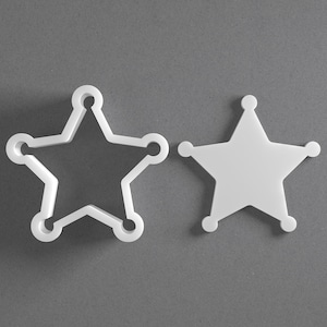 Sheriff's Star Badge Cookie Cutter & Polymer Clay Earring, Pottery Tool image 1