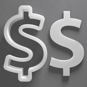 Dollar Sign Cookie Cutter & USD Money Polymer Clay Earring, Pottery Tool image 1