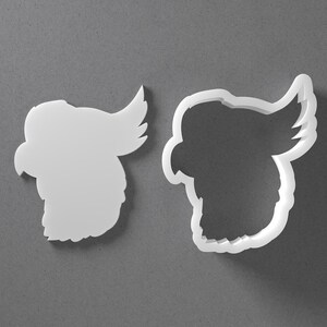 Cockatoo Head Face Cookie Cutter & Parrot Bird Stud Polymer Clay Earring, Pottery Tool image 1