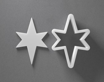 Elongated Star Shape Cookie Cutter - From Mini To Large - Long Polymer Clay Jewelry And Earring Cutter Tool - Mirrored Pair Set