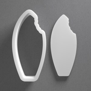 Shark Bitten Surfboard Cookie Cutter & Surfing Polymer Clay Earring, Pottery Tool image 1