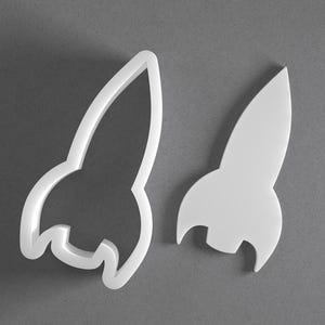 Rocket Cookie Cutter & Rocketship Spaceship Polymer Clay Earring, Pottery Tool image 1
