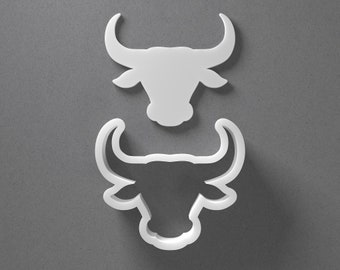Bull Head Cookie Cutter - From Mini To Large - Farm Animal Polymer Clay Jewelry And Earring Cutter Tool - Mirrored Pair Set