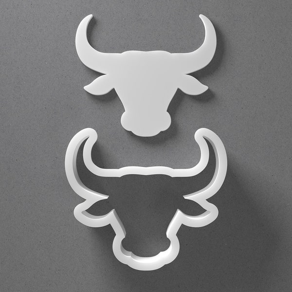 Bull Head Cookie Cutter - From Mini To Large - Farm Animal Polymer Clay Jewelry And Earring Cutter Tool - Mirrored Pair Set