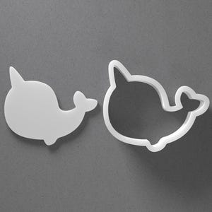 Narwhal Cookie Cutter & Whale Sea Animal Polymer Clay Earring, Pottery Tool image 1