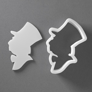 Mad Hatter Alice In Wonderland Cookie Cutter - From Mini To Large - Polymer Clay Jewelry And Earring Cutter Tool - Mirrored Pair Set