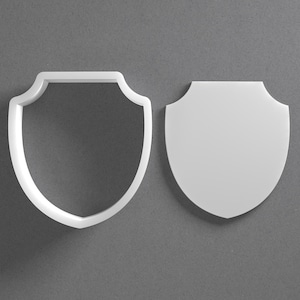 Banner Shield Cookie Cutter & Badge Polymer Clay Earring, Pottery Tool image 1