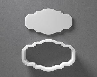 Banner Plaque Cookie Cutter - From Mini To Large - Ornament Frame Polymer Clay Jewelry And Earring Cutter Tool - Mirrored Pair Set