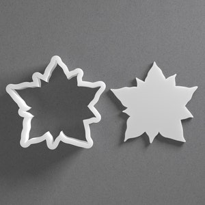 Poinsettia Cookie Cutter - From Mini To Large - Christmas Polymer Clay Jewelry And Earring Cutter Tool - Mirrored Pair Set