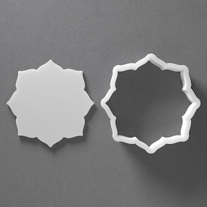 Mandala Lotus Flower Petal Cookie Cutter & Polymer Clay Earring, Pottery Tool image 1