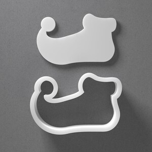 Christmas Elf Shoe Cookie Cutter & Xmas Polymer Clay Earring, Pottery Tool image 1