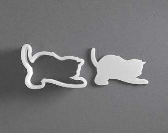 Playing Kitten Cookie Cutter & Cat Polymer Clay Earring, Pottery Tool