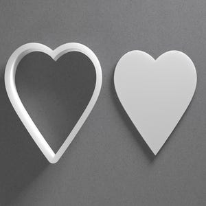 Tall Skinny Heart Cookie Cutter & Slim Polymer Clay Earring, Pottery Tool image 1