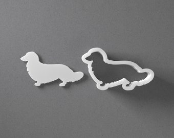 Long Haired Dachshund Cookie Cutter - From Mini To Large - Dog Polymer Clay Jewelry And Earring Cutter Tool - Mirrored Pair Set