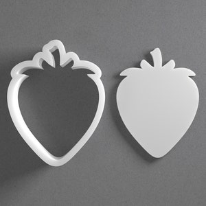 Strawberry Cookie Cutter - From Mini To Large - Polymer Clay Jewelry And Earring Cutter Tool - Mirrored Pair Set
