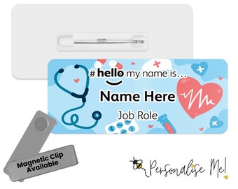 Hello My Name is Name Badge - Medical Background Badge | Personalised Badge | #hello my name is... Badge | Personalised Metal ID Reel