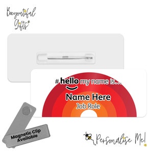 Hello My Name is Name Badge - Colour Variant Rainbow | Personalised Badge | #hello my name is... Badge | Personalised Metal ID Reel