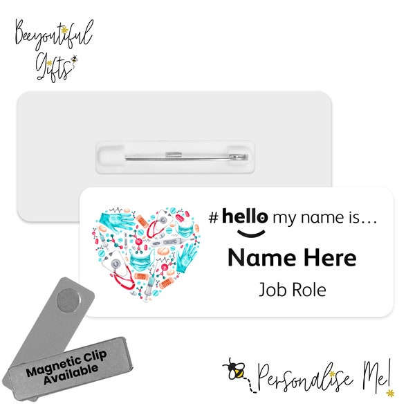 Hello My Name is Name Badge - Watercolour Medical Badge | Personalised Badge | #hello my name is... Badge | Personalised Metal ID Reel