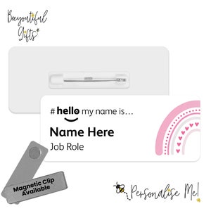 Hello My Name is Name Badge - Boho Half Rainbow | Personalised Badge | #hello my name is... Badge | Personalised Metal ID Reel