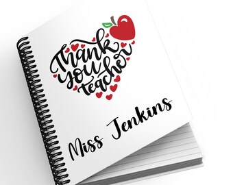 Personalised A5 Notebook - Thank You Teacher | Thank You Teacher Gift | Personalised Gift | Teacher Gift | End of Year Gift
