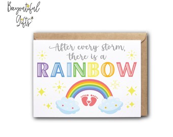 Pregnancy Announcement Card - After Every Storm There Is A Rainbow - New Baby Card | Pregnancy Reveal Card | Pregnancy Announcement Card