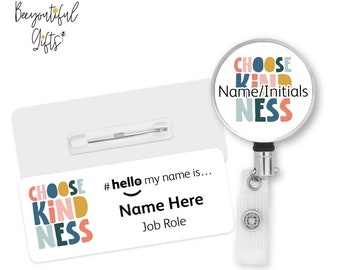 Hello My Name is Name Badge - Choose Kindness | Personalised Badge | #hello my name is... Badge | Personalised Metal ID Reel