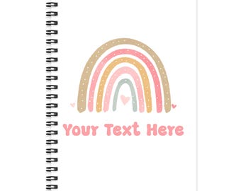 Personalised A5 Notebook - Retro Boho Rainbow | Personalised Gift | Teacher Gift | Student Gift | Student Notebook | Personalised Notebook