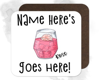 Personalised Hand Drawn Rose Coaster | Personalised Drinks Coaster | Alcohol Gift Idea | Home Bar Coaster | Cocktail Coaster