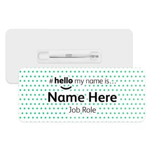 Hello My Name is Name Badge - Small Green Stars | Personalised Badge | #hello my name is... Badge | Personalised Metal ID Reel