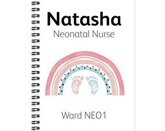 Personalised A5 Notebook - Pink & Blue Baby Feet Rainbow | Personalised Gift | Nursing Gift | Student Gift | Personalised Notebook | Student