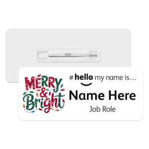 Hello My Name is Name Badge - Merry & Bright | Personalised Badge | #hello my name is... Badge | Personalised Metal ID Reel
