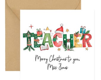 Personalised Teacher Christmas Card - &quot;Merry Christmas To You&quot; - Teacher Card | Christmas Card | TA Card | Teacher Christmas Card