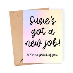 Personalised New Job Card - Watercolour &quot;Got a New Job&quot; | New Job Card | Good Luck Card | Congratulations Card | Personalised Card
