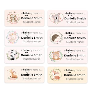 Hello My Name is Name Badge - Cute Animals | Personalised Badge | #hello my name is... Badge | Personalised Metal ID Reel