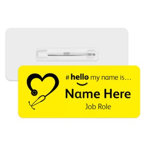 Hello My Name is Name Badge - Classic Yellow - Stethoscope | Personalised Badge | #hello my name is... Badge | Personalised Metal ID Reel