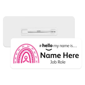 Hello My Name is Name Badge - Breast Cancer Awareness Rainbow | Personalised Badge | #hello my name is... Badge | Personalised Metal ID Reel