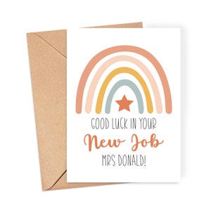 Carte de nouvel emploi personnalisée - Arc-en-ciel « Bonne chance dans votre nouvel emploi » - Carte de nouvel emploi | Bonne chance | Carte de félicitations | Carte personnalisée