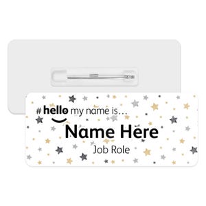 Hello My Name is Name Badge - Scribble Stars | Personalised Badge | #hello my name is... Badge | Personalised Metal ID Reel