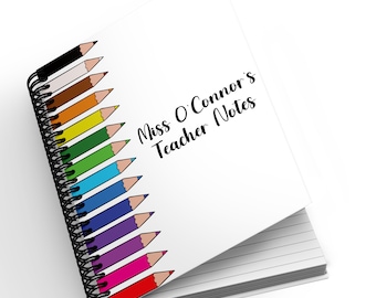 Personalised A5 Notebook - Coloured Pencils | Thank You Teacher Gift | Personalised Gift | Teacher Gift | End of Year Gift