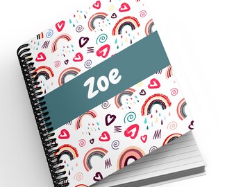 Personalised A5 Notebook - Rainbow Doodles | Personalised Gift | Teacher Gift | Student Gift | Student Notebook | Personalised Notebook