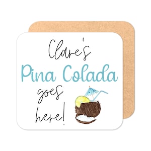 Personalised Pina Colada Coaster - Original Design | Personalised Drinks Coaster | Cocktail Coaster | Personalised Coaster
