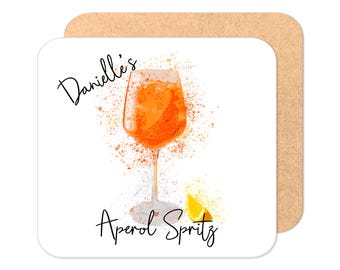 Personalised Aperol Spritz Coaster - Splash Effect Coaster | Personalised Drink Coaster | Cocktail Coaster | Personalised Coaster | Home Bar