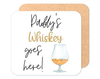 Personalised Whiskey Coaster - Original Design | Personalised Drinks Coaster | Glass of Whiskey Coaster | Personalised Coaster
