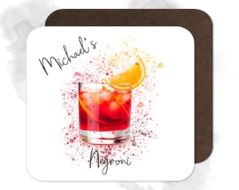 Personalised Negroni Coaster - Splash Effect Coaster | Personalised Drinks Coaster | Cocktail Coaster | Personalised Coaster | Home Bar