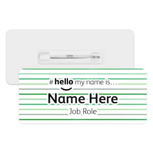 Hello My Name is Name Badge - Assorted Green Lines | Personalised Badge | #hello my name is... Badge | Personalised Metal ID Reel
