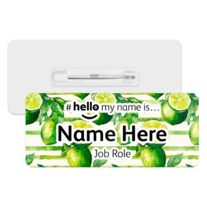 Hello My Name is Name Badge - Lime Stripes | Personalised Badge | #hello my name is... Badge | Personalised Metal ID Reel