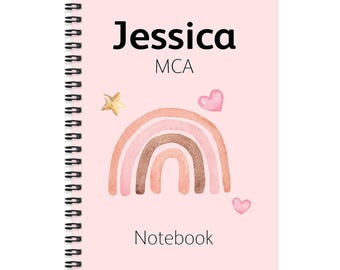Personalised A5 Notebook - Pink Rainbow | Personalised Gift | Nursing Gift | Student Gift | Personalised Notebook | Student Notebook