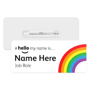 Hello My Name is Name Badge - Half Rainbow | Personalised Badge | #hello my name is... Badge | Personalised Metal ID Reel