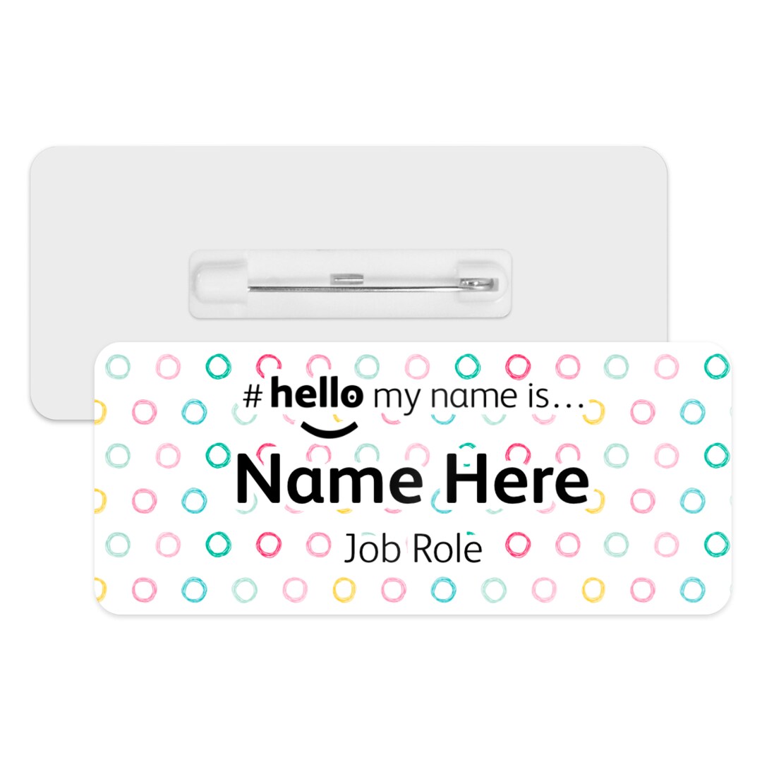 hello my name is Badges 6箱セット Hello My Name is Name Badge - Scribble Circles Background